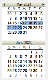 The calendars in the left columns.