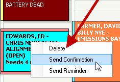 The right click menu showing the delete option over an appointment.