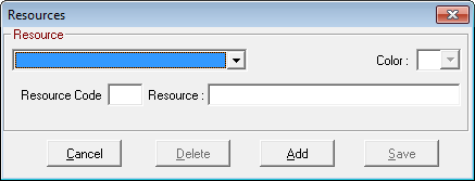 The Resources window with no resource selected.