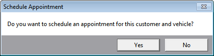 The prompt asking if you want to schedule an appointment for the customer and vehicle.