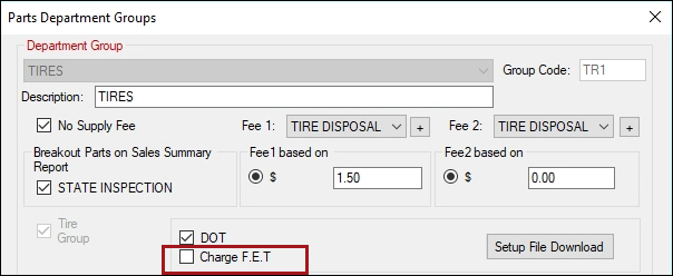 The Charge FET box not checked for the tire group.