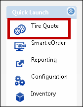 The Tire Quote icon in the Quick Launch.