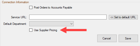 The use supplier pricing setting.