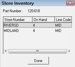 The Store Inventory window showing other locations.