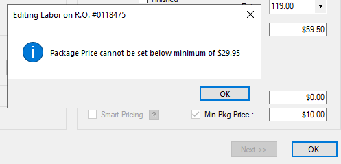 The price warning message.