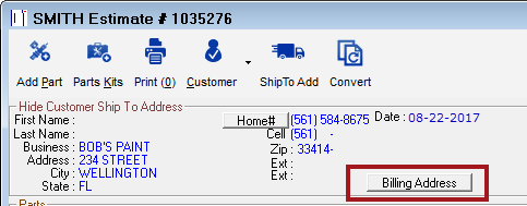 The Billing Address button in the customer area.