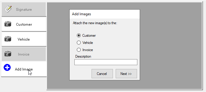 The add images window opened from the Add Image button.