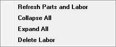 The right-click menu for labor items.