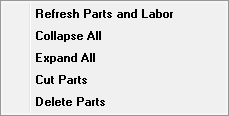 The right-click menu for parts.