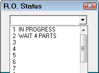 The new status in the dropdown list.