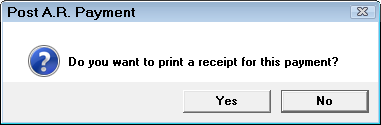 The prompt asking if you want to print a customer receipt.