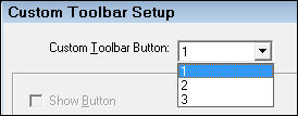 The Custom Toolbar Button dropdown list expanded.