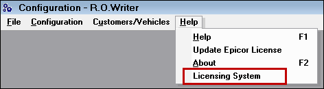 Licensing system on the Help menu.