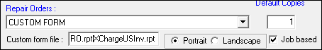 USRO.rpt|USInv.rpt entered into the Custom form file field.