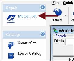 The MotoLOGIC icon in the Repair section of the Quick Launch.