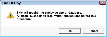 The warning stating that no one should be using the database.
