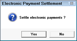The prompt asking if you want to settle electronic payments.