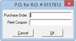The Change PO/Coupon prompt.
