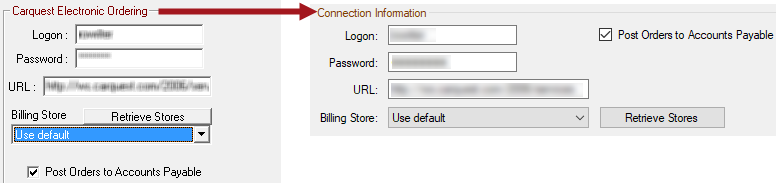 The old and new connection information section.