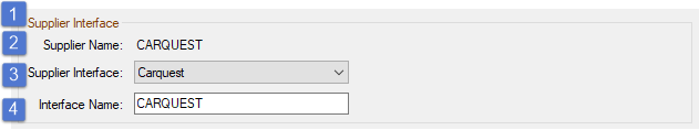 The top half of the new supplier interface window numbered.
