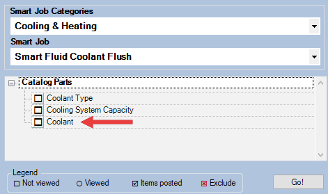The required catalog parts for coolant.