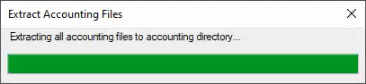 The progress bar of extracting the accounting files.