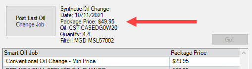 The last oil job details. 