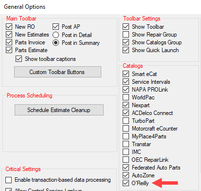 O'Reilly checked on the General OPtions window. 