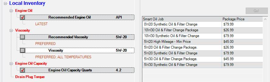 The job list when viscosity is not selected.