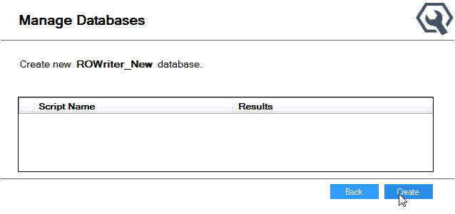 The managed databases window displaying the name of the new database.