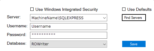 The Server Utilities login window with the database circled.