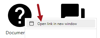 The right-click menu with Open Link in New Window.