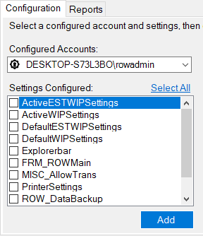 Settings in the Settings Configured section.