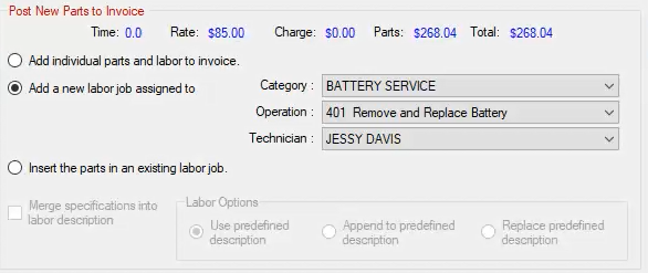 The add new job option selected.