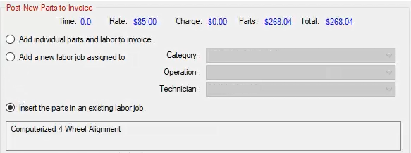 The existing labor jobs where you can insert the parts.