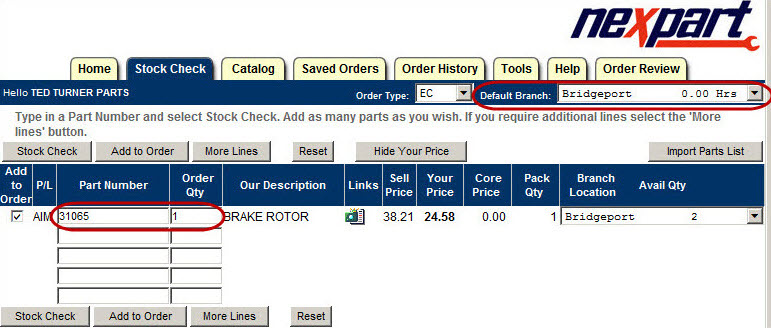 The part number circled on a part in the list.