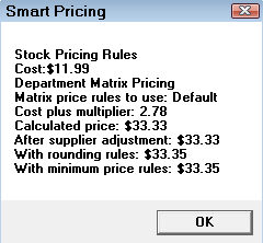 The Smart Pricing popup window showing how the price was calculated.