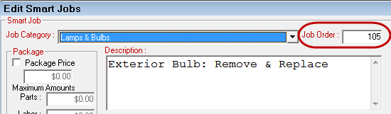 The job order of the job showing 105.