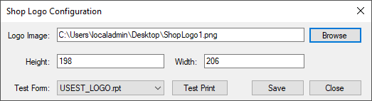 The Shop Logo Configuration window with logo file added.
