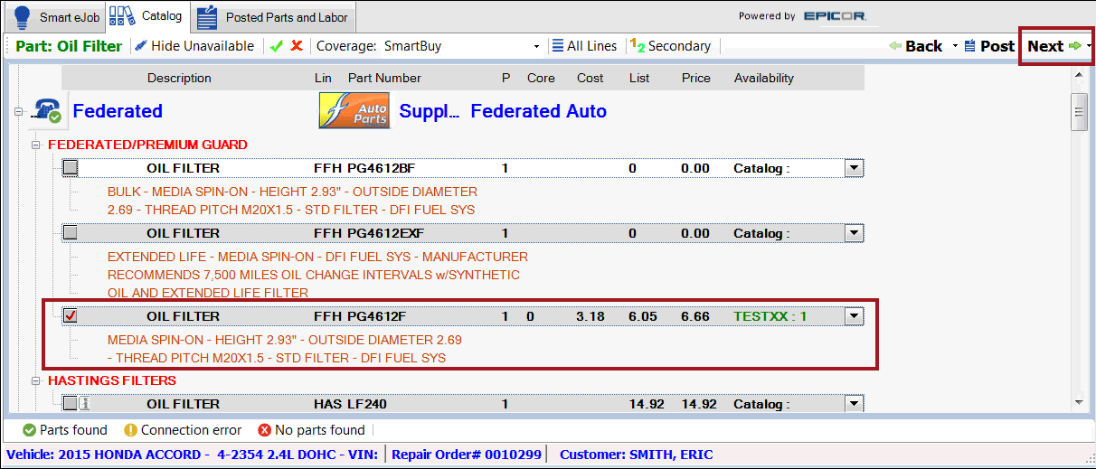 a Federated part selected and the Next button circled.