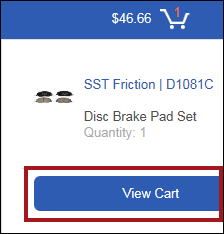 A picture of the View Cart button circled.