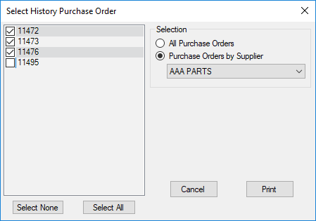 Purchase orders by supplier. 