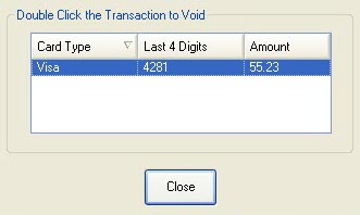 The epay window showing the transactions to void.
