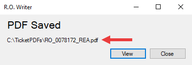 The PDF saved message.