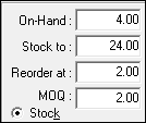 The stock information on the inventory window.