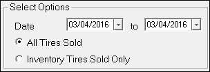 The report options for tire reports.