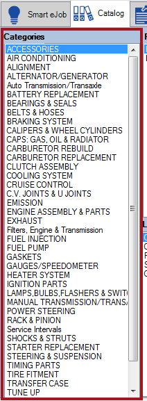 42 categories in the Categories column on the Catalog tab in Smart eCat.