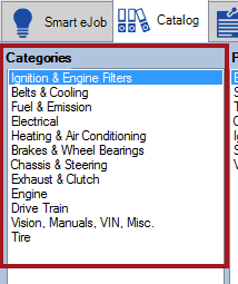 12 categories in the Categories column on the Catalog tab in Smart eCat.