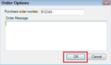 The order options window.
