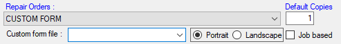 The custom form settings active.